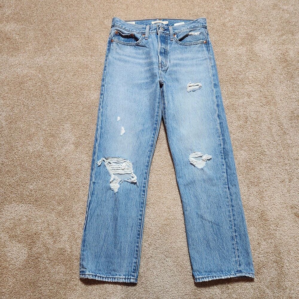 Levi's Premium Jeans Women 27 High Rise Wedgie Straight Distressed Button Fly